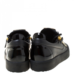 Pre Owned Giuseppe Zanotti Black Leather Frankie Sneakers Size 43.5