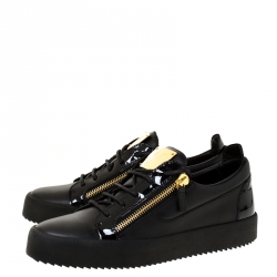 Pre Owned Giuseppe Zanotti Black Leather Frankie Sneakers Size 43.5