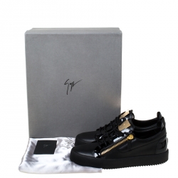 Pre Owned Giuseppe Zanotti Black Leather Frankie Sneakers Size 43.5