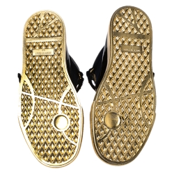 Pre Owned Giuseppe Zanotti Black/Gold Velvet and Leather Coby High Top Sneakers Size 44