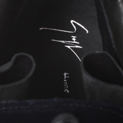 Pre Owned Giuseppe Zanotti Black/Gold Velvet and Leather Coby High Top Sneakers Size 44