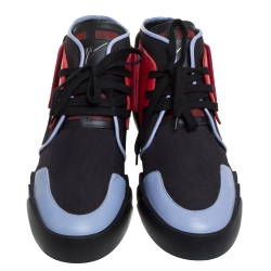 Pre Owned Giuseppe Zanotti Multicolor Leather And Canvas High Top Sneakers Size 46