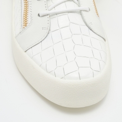 Pre Owned Giuseppe Zanotti White Croc Embossed Patent Leather Kriss High Top Sneakers Size 43