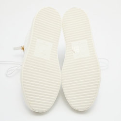 Pre Owned Giuseppe Zanotti White Croc Embossed Patent Leather Kriss High Top Sneakers Size 43