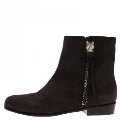 Pre Owned Giuseppe Zanotti Dark Brown Suede Chelsea Ankle Boots Size 41