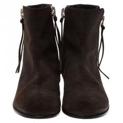 Pre Owned Giuseppe Zanotti Dark Brown Suede Chelsea Ankle Boots Size 41