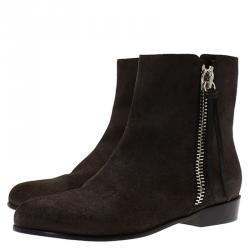 Pre Owned Giuseppe Zanotti Dark Brown Suede Chelsea Ankle Boots Size 41