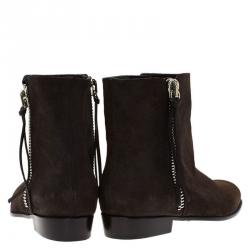 Pre Owned Giuseppe Zanotti Dark Brown Suede Chelsea Ankle Boots Size 41
