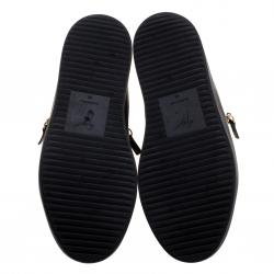 Pre Owned Giuseppe Zanotti Black Leather London Birel Chain Embellished High Top Sneakers Size 43