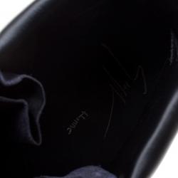 Pre Owned Giuseppe Zanotti Black Leather London Birel Chain Embellished High Top Sneakers Size 43