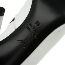 Pre Owned Giuseppe Zanotti White Leather Asymmetrical Zip Ankle Boots Size 38