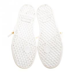 Pre Owned Giuseppe Zanotti White Croc Embossed Leather London High Top Sneakers Size 46