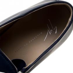 Pre Owned Giuseppe Zanotti Navy Blue Leather Eve Slip On Sneakers Size 43