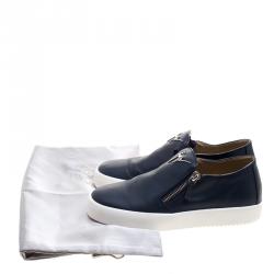 Pre Owned Giuseppe Zanotti Navy Blue Leather Eve Slip On Sneakers Size 43