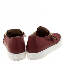 Pre Owned Giuseppe Zanotti Red Leather Eve Slip On Sneakers Size 44