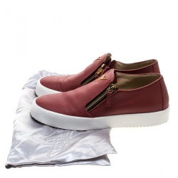 Pre Owned Giuseppe Zanotti Red Leather Eve Slip On Sneakers Size 44