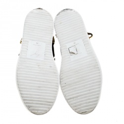 Pre Owned Giuseppe Zanotti Black Leather London Chain Embellished High Top Sneakers Size 44