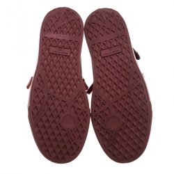 Pre Owned Giuseppe Zanotti Red Leather Metal Accent High Top Sneakers Size 40