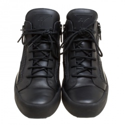 Pre Owned Giuseppe Zanotti Black Leather London High Top Sneakers Size 43