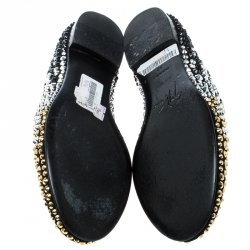 Pre Owned Giuseppe Zanotti Black Studded Smoking Slippers Size 42