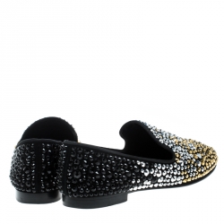Pre Owned Giuseppe Zanotti Black Studded Smoking Slippers Size 42