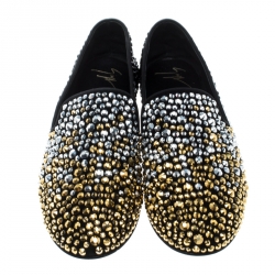 Pre Owned Giuseppe Zanotti Black Studded Smoking Slippers Size 42
