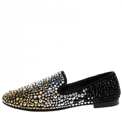 Pre Owned Giuseppe Zanotti Black Studded Smoking Slippers Size 42