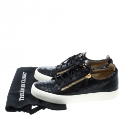 Giuseppe Zanotti Black Crocodile Embossed Leather Frankie Sneakers Size 43