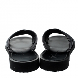 Giuseppe Zanotti Black Fabric And Leather Trim Slides Size 42