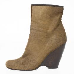 Pre Owned Giuseppe Zanotti Brown Pony Hair Ankle Boots Size 38