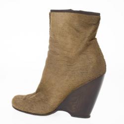 Pre Owned Giuseppe Zanotti Brown Pony Hair Ankle Boots Size 38