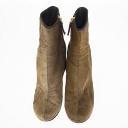 Pre Owned Giuseppe Zanotti Brown Pony Hair Ankle Boots Size 38