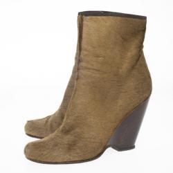 Pre Owned Giuseppe Zanotti Brown Pony Hair Ankle Boots Size 38