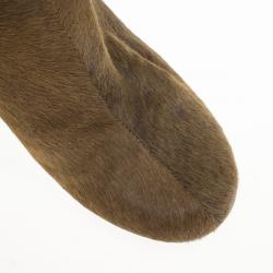 Pre Owned Giuseppe Zanotti Brown Pony Hair Ankle Boots Size 38