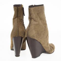 Pre Owned Giuseppe Zanotti Brown Pony Hair Ankle Boots Size 38