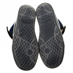 Pre Owned Giuseppe Zanotti Black/Navy Blue Velvet and Patent Leather Coby High Top Sneakers Size 44