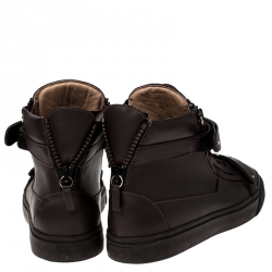 Pre Owned Giuseppe Zanotti Brown Leather London High Top Sneakers Size 45