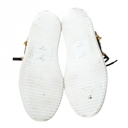 Pre Owned Giuseppe Zanotti Black Leather London Chain Embellished High Top Sneakers Size 44