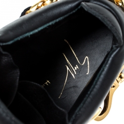 Pre Owned Giuseppe Zanotti Black Leather London Chain Embellished High Top Sneakers Size 44