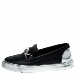 Giuseppe Zanotti Black Studded Leather Skate Slip On Sneakers Size 40