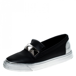 Giuseppe Zanotti Black Studded Leather Skate Slip On Sneakers Size 40