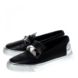 Giuseppe Zanotti Black Studded Leather Skate Slip On Sneakers Size 40