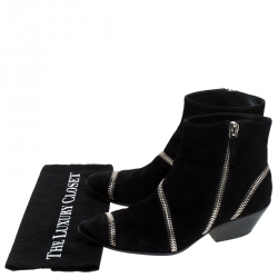 Giuseppe Zanotti Black Suede Ankle Boots Size 42