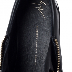 Pre Owned Giuseppe Zanotti Black Leather May London Double Chain Low Top Sneakers Size 43