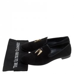 Pre Owned Giuseppe Zanotti Black Suede Shark Tooth Loafers Size 43