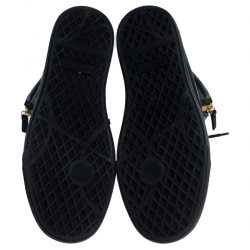 Pre Owned Giuseppe Zanotti Black Croc Embossed Leather Double Zipper High Top Sneakers Size 45