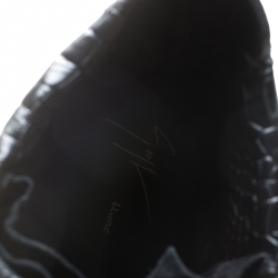 Pre Owned Giuseppe Zanotti Black Croc Embossed Leather Double Zipper High Top Sneakers Size 45