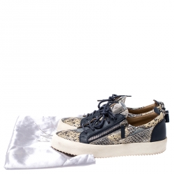 Pre Owned Giuseppe Zanotti Multicolor Embossed Snake Leather May London Double Zip Low Top Platform Sneakers Size 40
