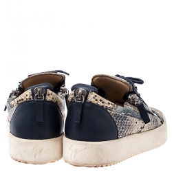 Pre Owned Giuseppe Zanotti Multicolor Embossed Snake Leather May London Double Zip Low Top Platform Sneakers Size 40