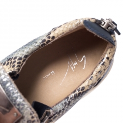 Pre Owned Giuseppe Zanotti Multicolor Embossed Snake Leather May London Double Zip Low Top Platform Sneakers Size 40